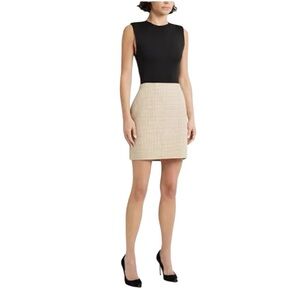 Theory - NWT Clean Pencil Skirt Beige Multi Houndstooth Wool Cashmere Sz 00